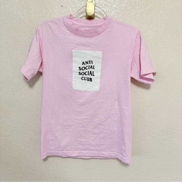 Anti Social Social Club Box Logo Tee (Pink) size S - Picture 1 of 5
